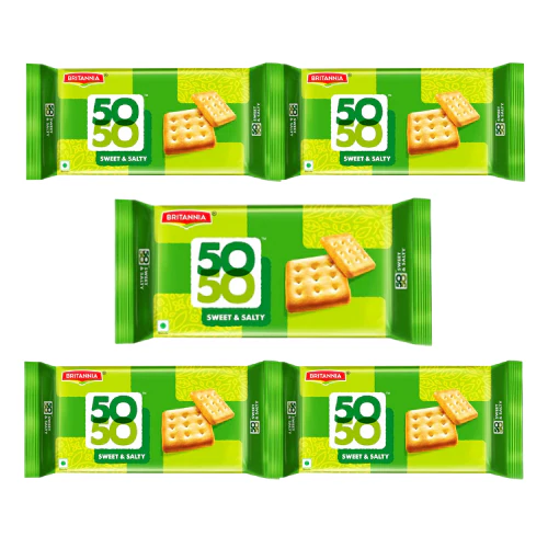 Britannia Fifty Fifty Sweet & Salty (Bundle of 5 x 62g)