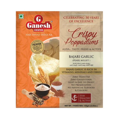 Ganesh Pearl Millet / Bajri Garlic Papad (150g) - Sale Item [BBD: 29 June 2026]